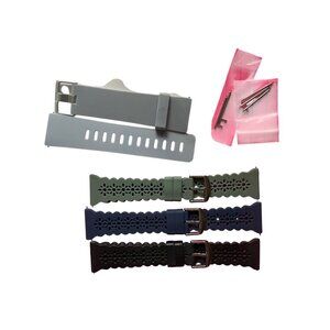 Fitbit Compatible Silicone Watch Bands Set Of 4 With Floral Design & Pins